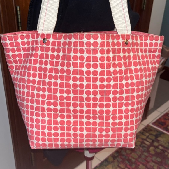 Kate Spade   Pink Noel  Shoulder bag  small tote  Geometric pattern canvas  VGUC - Picture 3 of 17